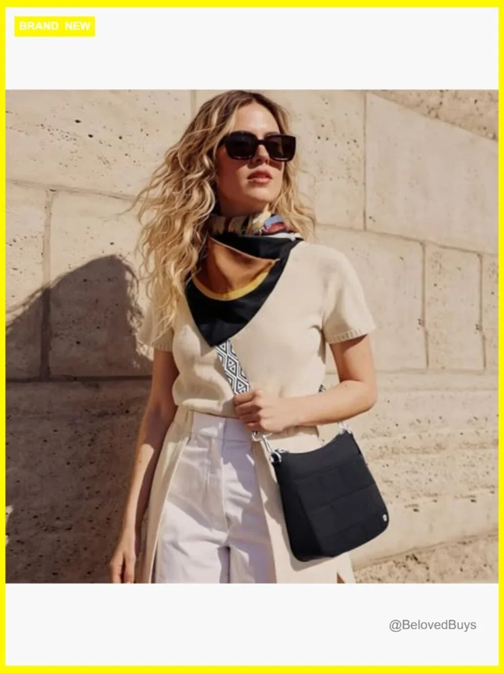 Lightweight Quilted Puffer Crossbody Hobo Bag with Guitar Strap